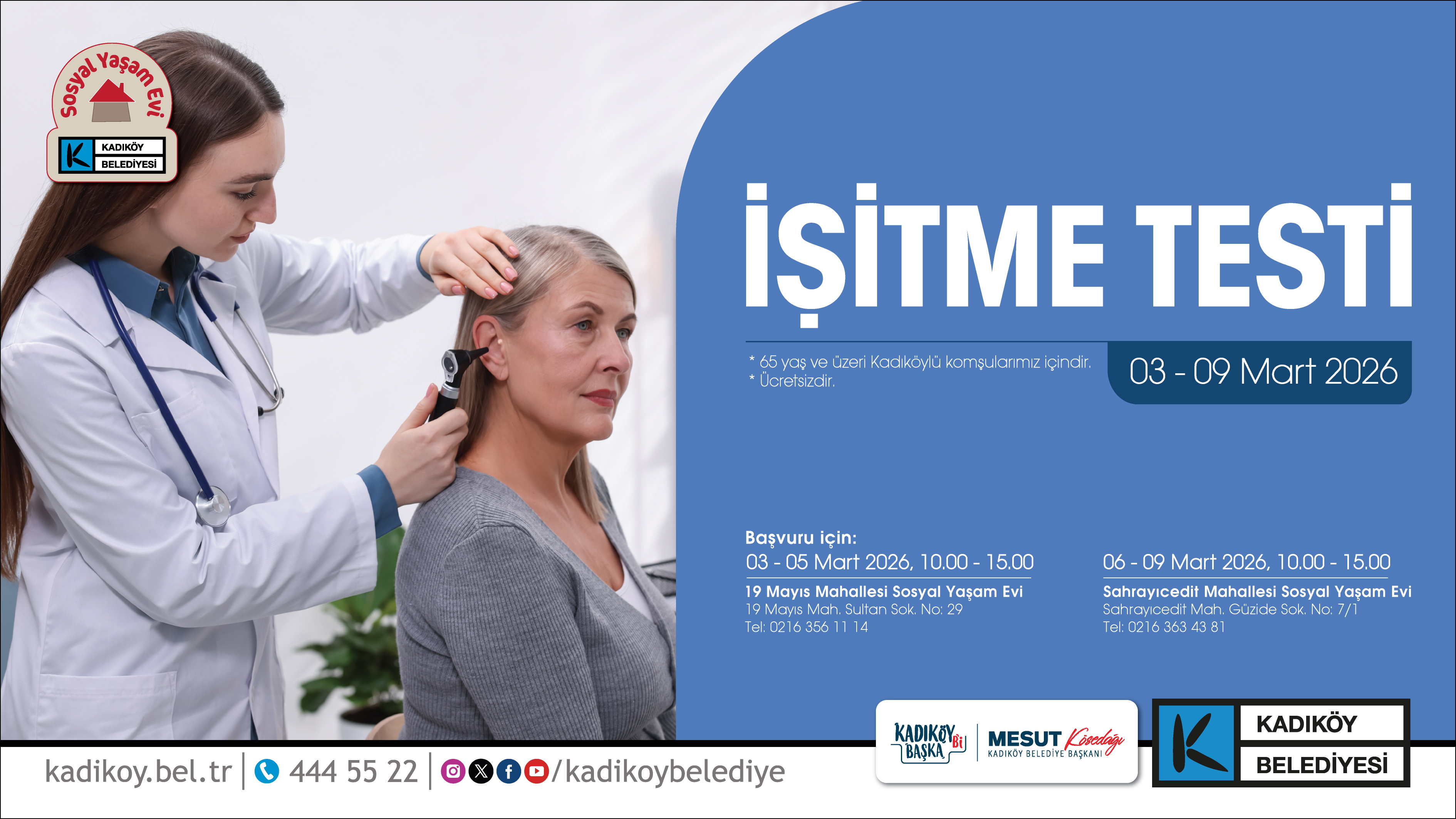 Kadıköy’de 65 yaş üstüne ücretsiz işitme testi